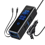 اینورتر فندکی خودرو 300 واتی پاورولوژی با صفحه نمایش و کابل جمع شونده مدل PWCPI300W - (کالا نو - بدون جعبه )