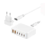 هاب شارژ رومیزی 60W GaN بودی 6 پورت به همراه کابل 1.5 متری مدل AC318EW با گارانتی 18 ماهه (6 ماه تعویض)